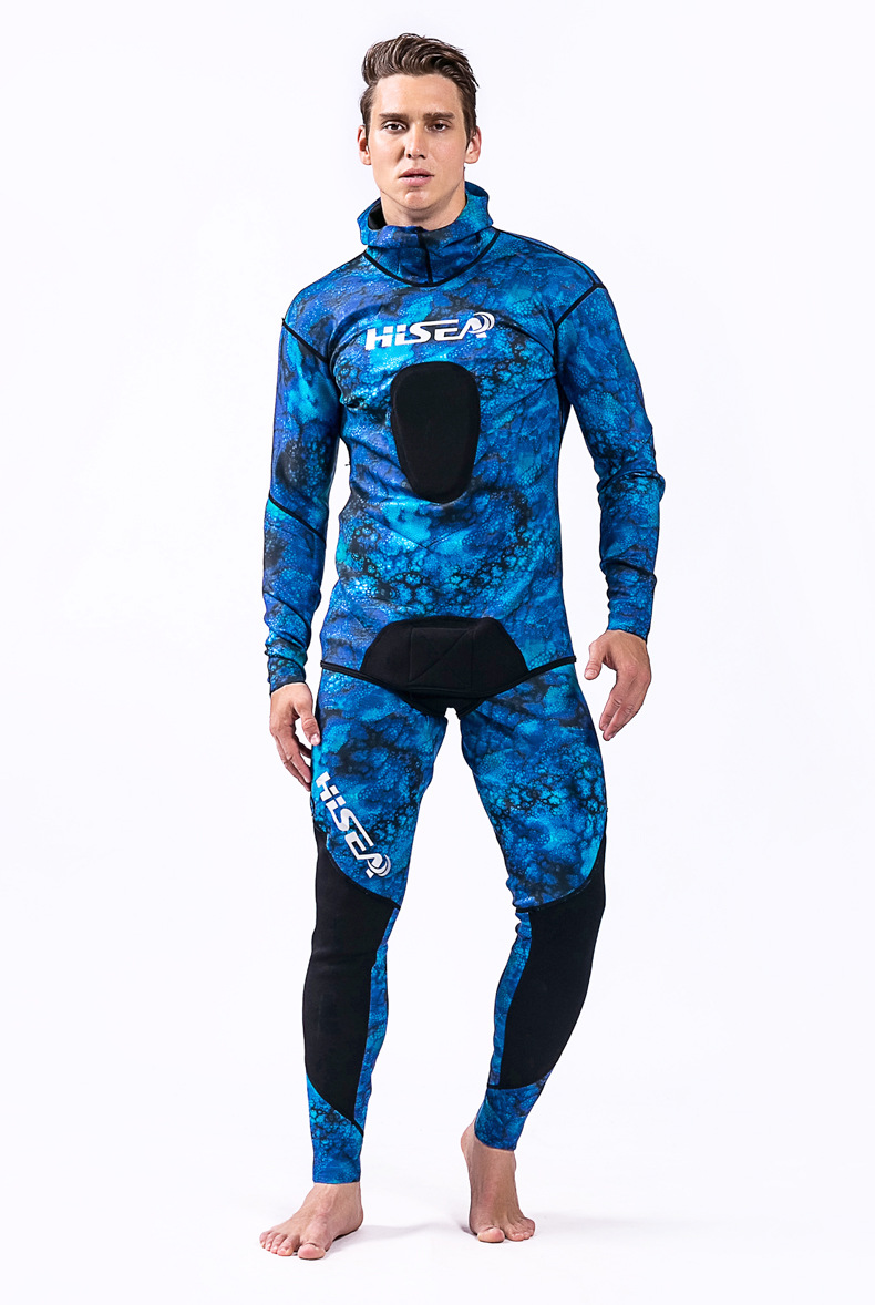 5mm日本yamamoto自由潜伪装猎鱼衣保暖防水迷彩深潜分体打渔衣