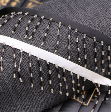丝带重工串珠流苏衣服裙摆花边diy4cm手工装饰配件黑白吊管珠花边