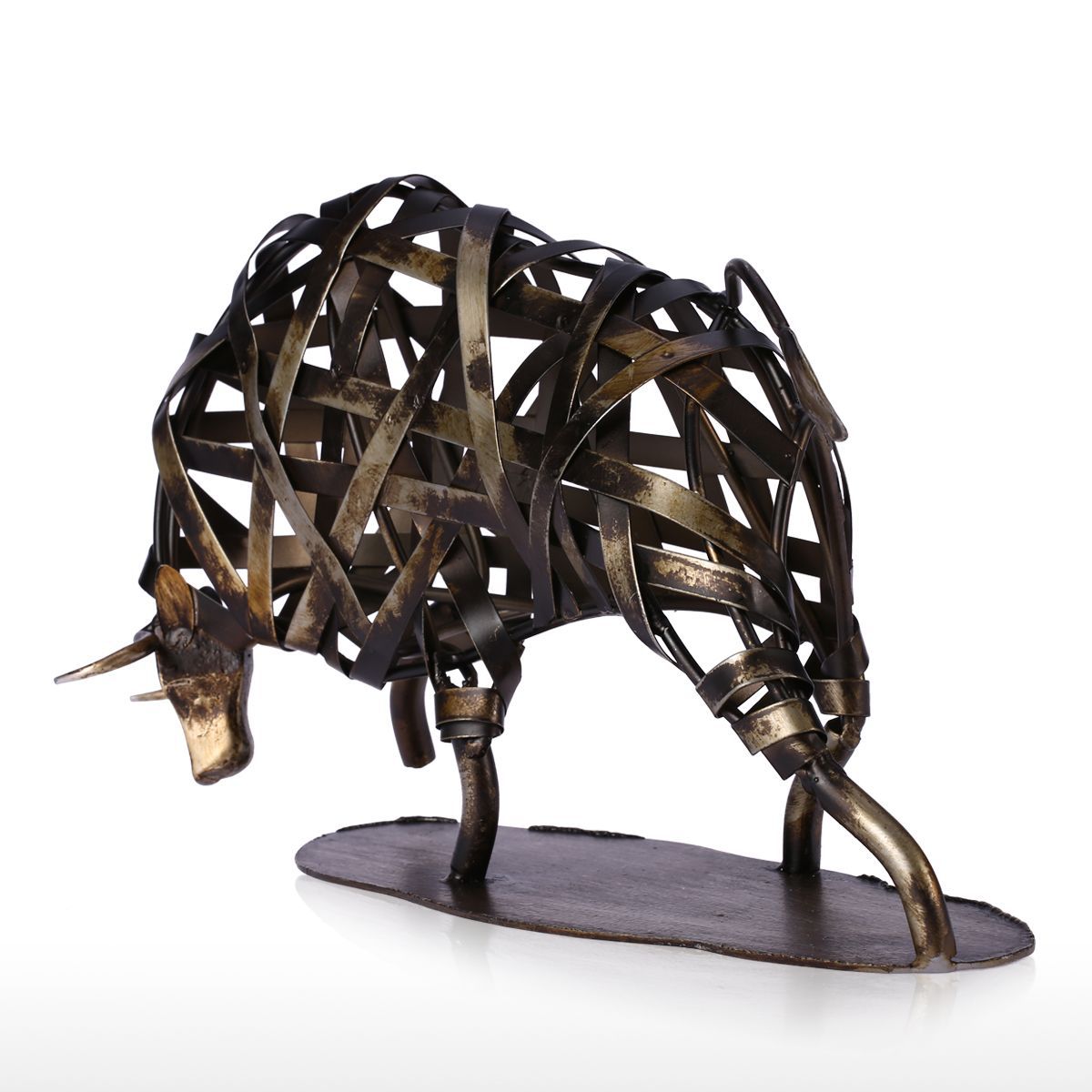 tooarts铁艺编织牛外贸跨境工艺品摆件创意家居办公室摆件