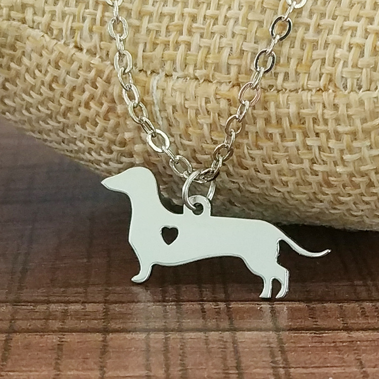 厂家直供不锈钢狗狗简约项链 欧美贝灵顿梗狗牌吊坠 动物系类批发
