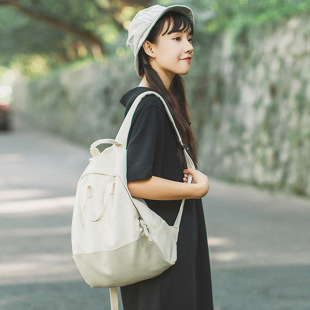 原创少女小清新文艺双肩包韩版校园手提帆布背包女生中大学生书包