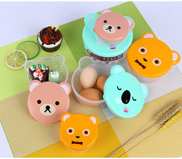 水果保鲜盒小号 儿童婴儿辅食保鲜盒 便携卡通塑料圆形冰箱收纳盒