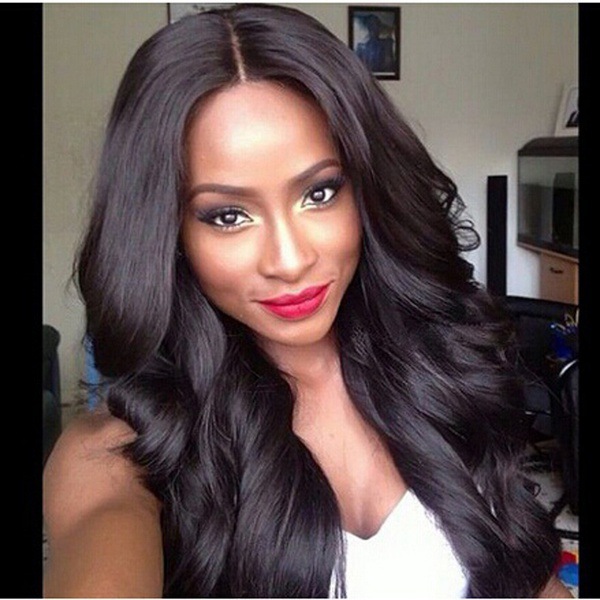 欧美爆款 乌黑长卷发中分女士假发套长发假发女工厂现货货源