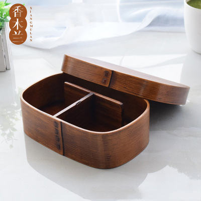 日式木质便当盒饭盒分隔 简餐盒 健康环保创意家居生活用品