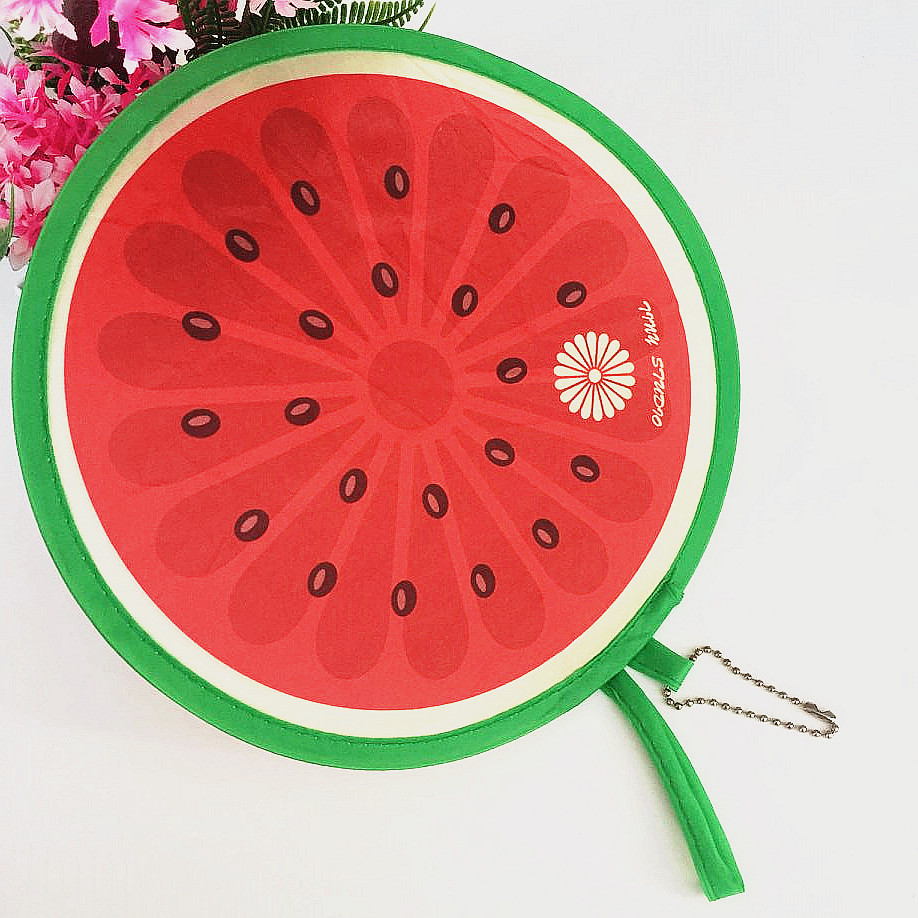 迷你水果儿童团扇创意尼龙布折叠飞盘 190t西瓜圆扇彩色团扇定制