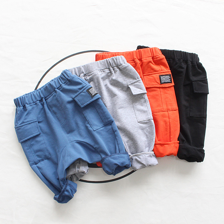 18儿童吊档哈伦裤男女中小童双口袋大档裤童装黑标收脚裤0-5卫裤