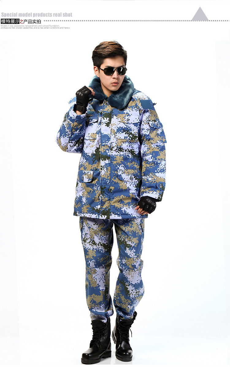 厂家批发迷彩作训大衣加厚保暖棉大衣海洋迷彩大衣男防寒服棉大衣
