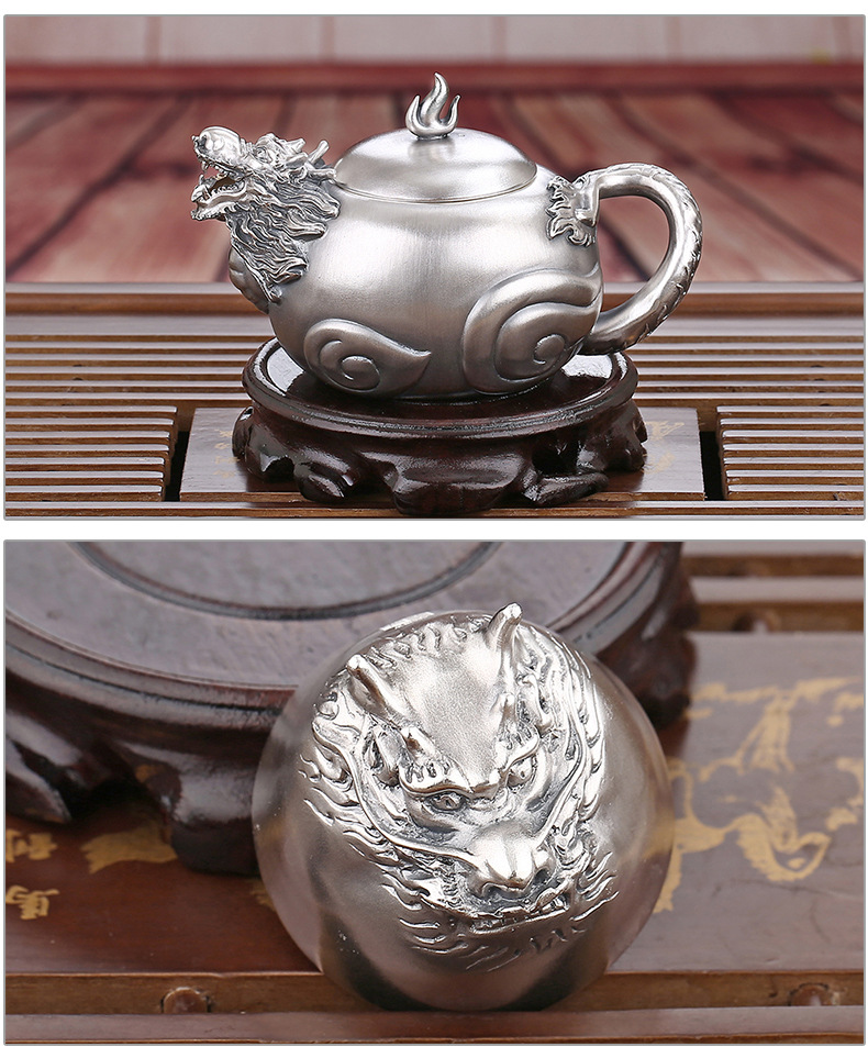 宝兴银楼 足银999 银器工艺礼品 银茶具套装 银茶壶公道杯银茶杯