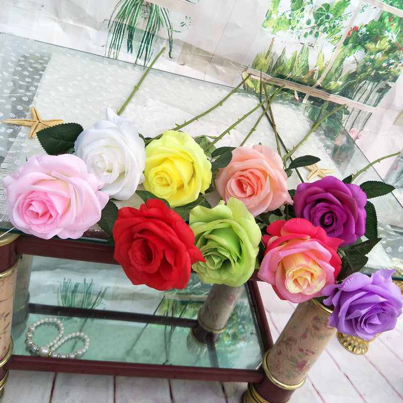 Raw Silk Straight Rod Single Rose Moisturizing Rose Realistic Feel Home Decorative Fake Flower Artificial Flower