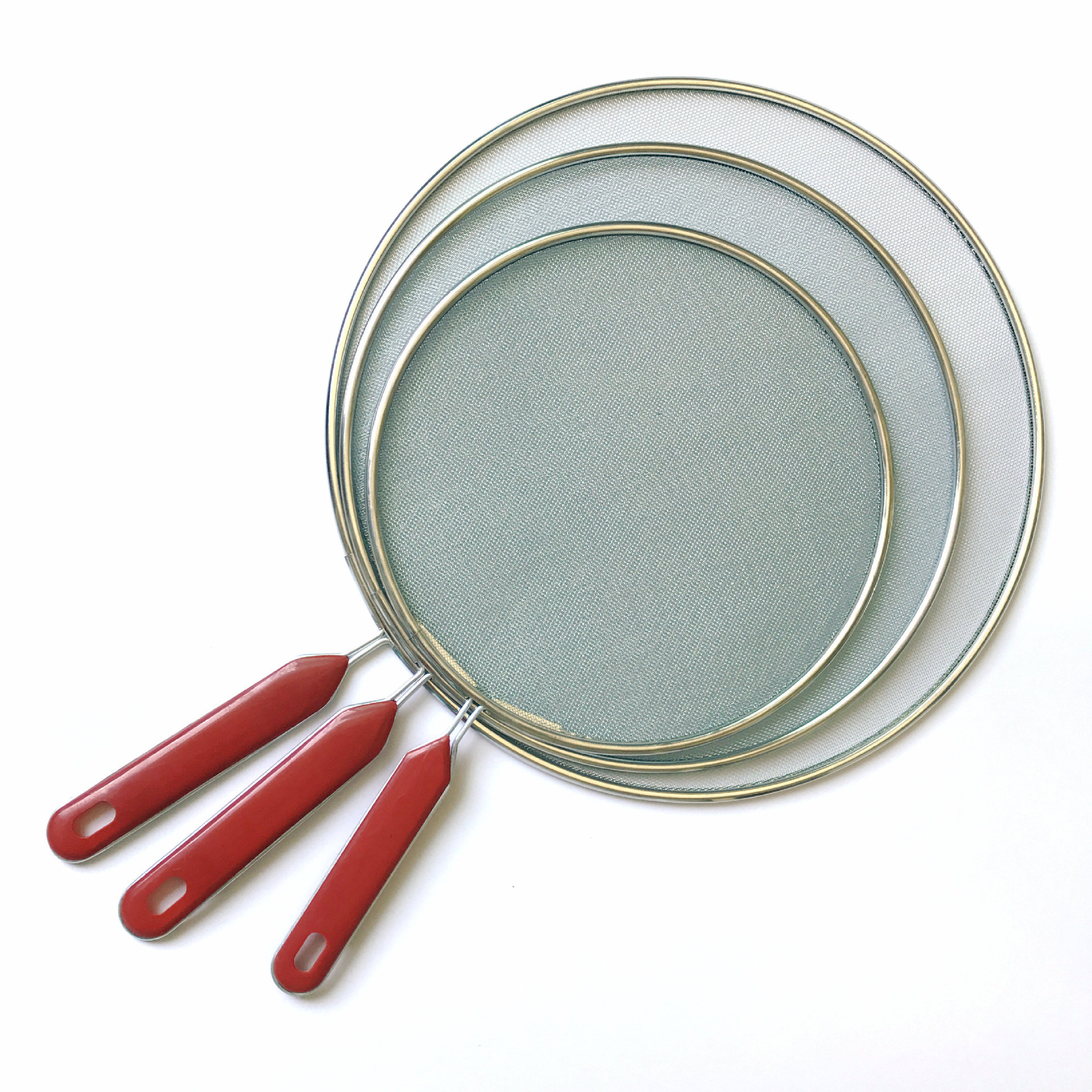 厂家直销19 21 25 29 33cm镀锌喷塑红柄遮油盖  遮油网 厨房工具