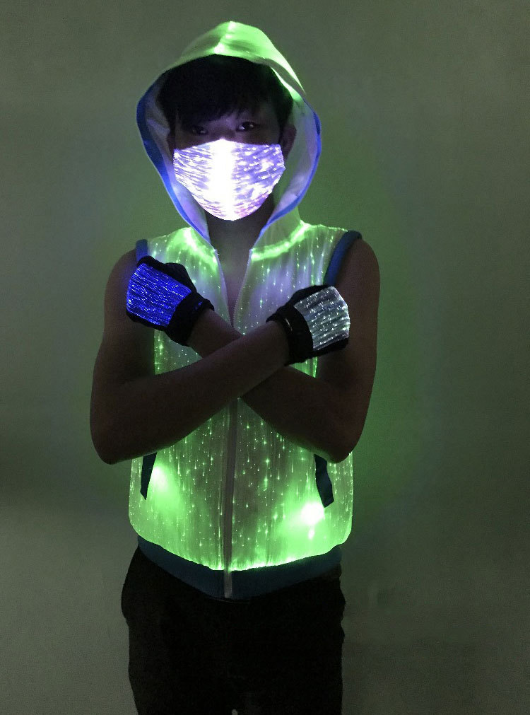 新品男女衣服 表演服 光纤发光服led发光连帽马甲衣连衣服可订制