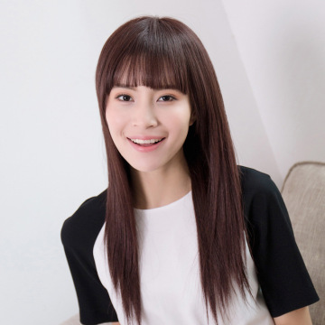 云顶真发长发假发女空气刘海长直发网红长发真人发丝假发头套