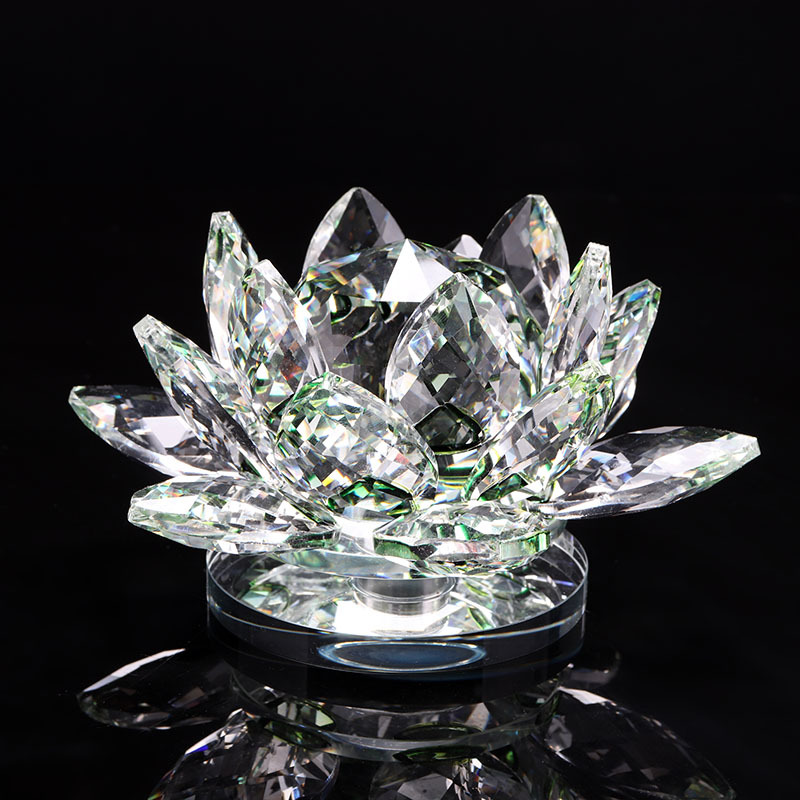 水晶旋转莲花 客厅摆件家居装饰品 结婚新婚生日礼物礼品 可定制