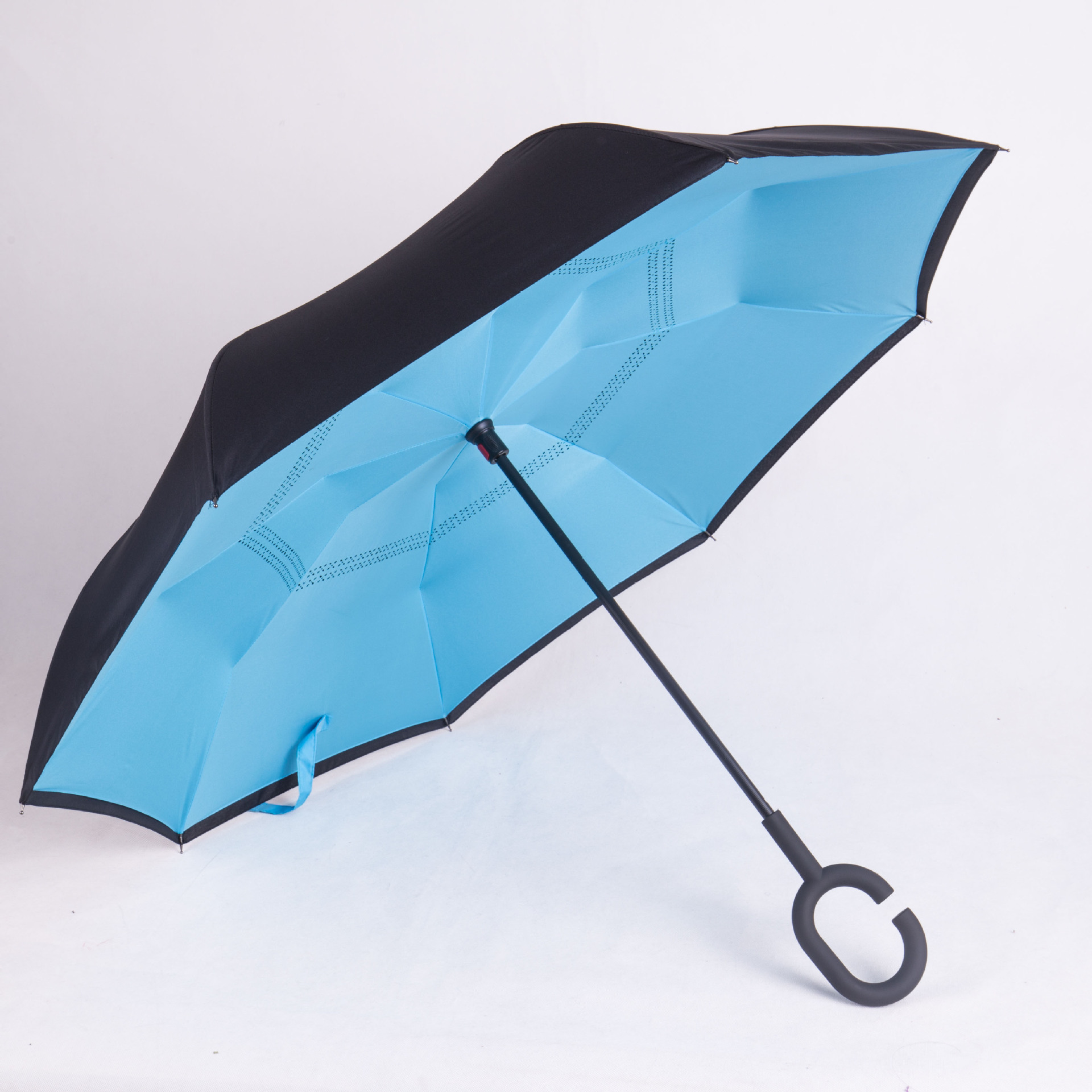厂家批发创意反向伞 免持反收汽车长柄反向伞双层c型汽车反向伞