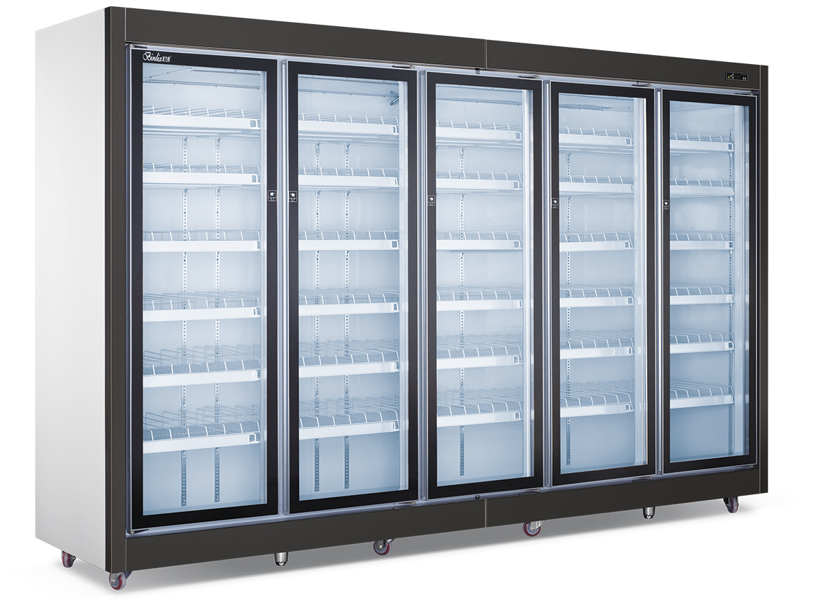 新品暗拉手丝印门 多门立式饮料展示冷柜 冰箱冷藏柜批发