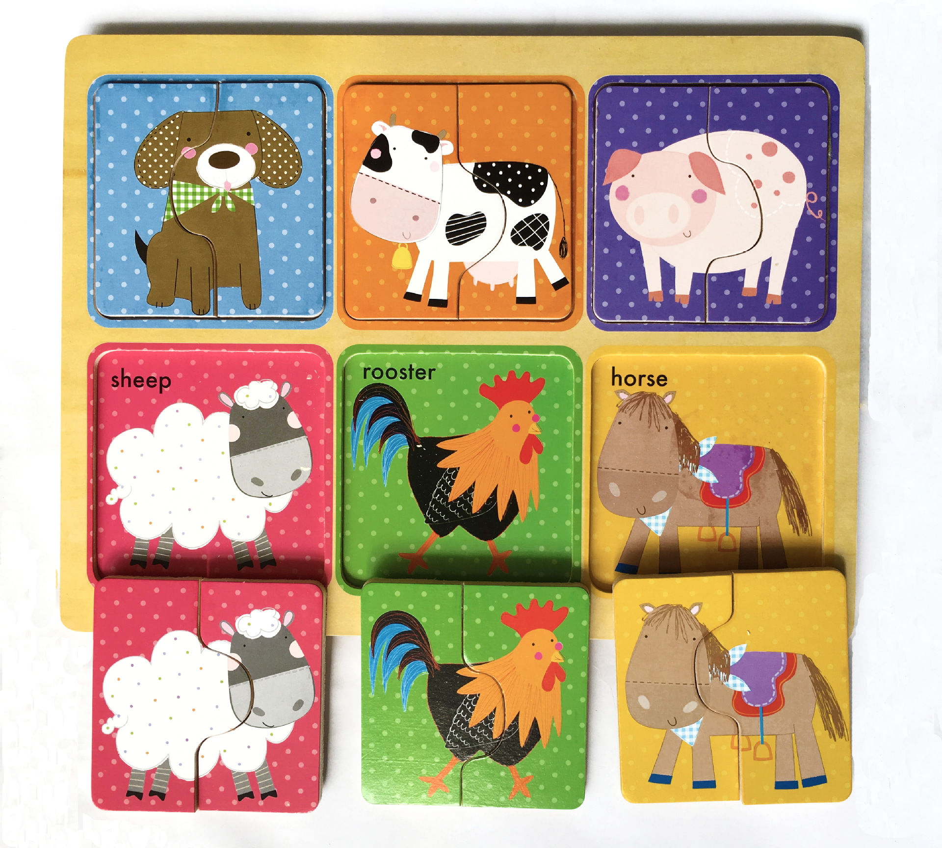 厂家直销木制益智动物拼图拼板 儿童早教幼儿园认知玩具 英语.45