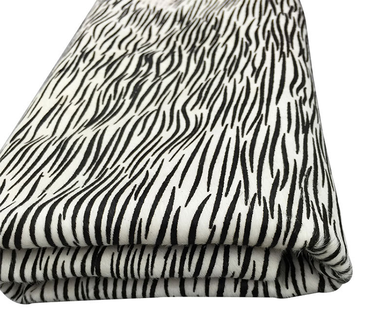 【未然海】印花皮革牛毛皮真皮马毛皮斑马皮黑白细牙签纹头层牛皮