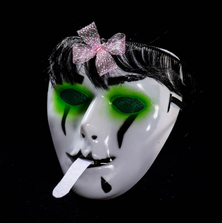 新款街舞男女带假发鬼脸面具 恐怖丧尸僵尸面具鬼节装扮道具面具