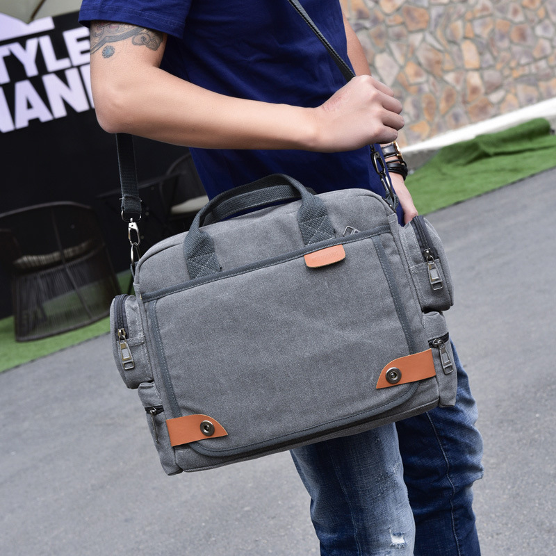 Multi-compartment Canvas MEN'S Bag Cross-body Briefcase