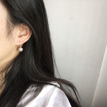 韩版热卖手工制作几何圆形珍珠耳环新款简约甜美360度旋转耳坠女