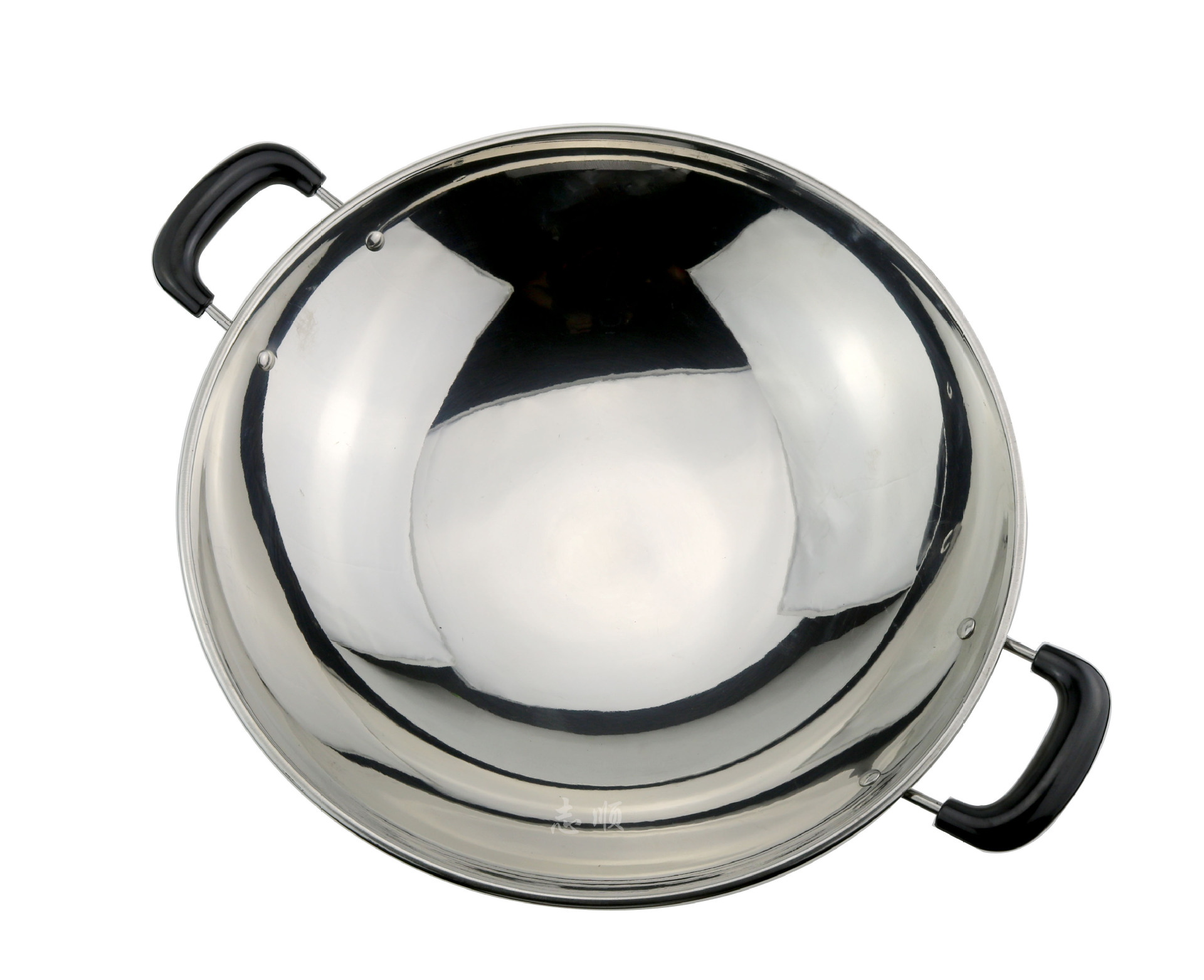 不锈钢炒锅 无磁1.2特厚炒鼎 圆底老式双耳炒锅 36-42cm