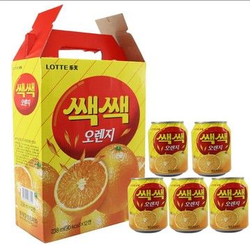 韩国进口饮料乐天粒粒橙汁238ml 夏日果味桔子果汁饮品 橘子汁橙c