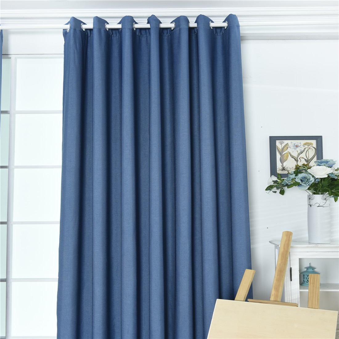 亚马逊/ebay/速卖通跨境新品简约家居客厅多色棉麻丝绒麻遮光窗帘