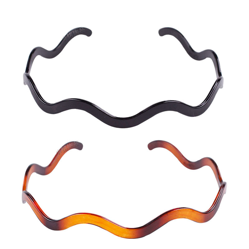 Zhuoming Simple Plastic Thin Headband Black Coffee Toothless Wave Headband Unisex Face Washing Headband