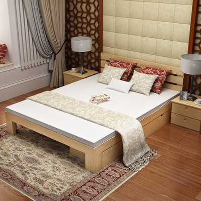 清仓经济型实木床双人床1.8 松木单人床1.5出租房学生床包邮