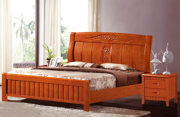 厂家直销简约实木床橡胶木床双人床1.8米 单人床1.5卧室家具批发