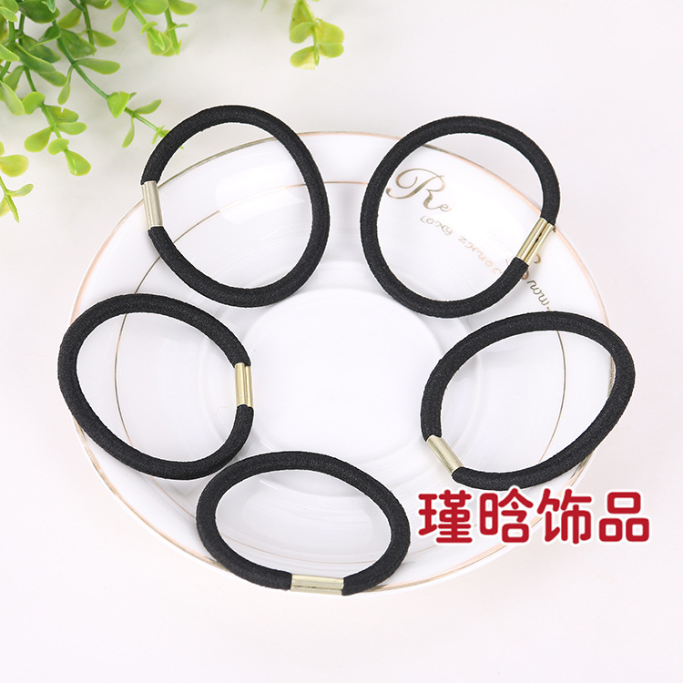 High Elastic Horse Mouth Clamp Rubber Band Iron Button Rubber Band DIY Hair Rope Hair Band Real Factory Direct Supply a Large Number of Stock