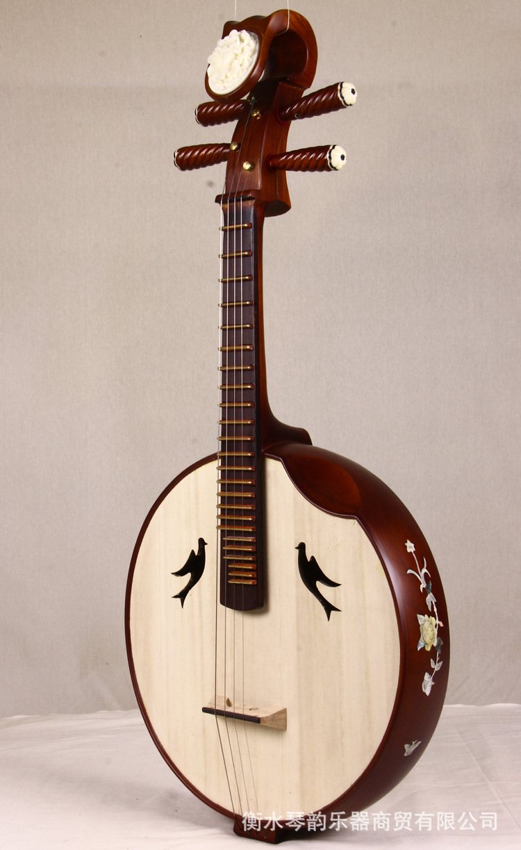阮 厂家直销 红椿木中阮乐器 红木雕花荷花中阮 成人初学练习阮琴
