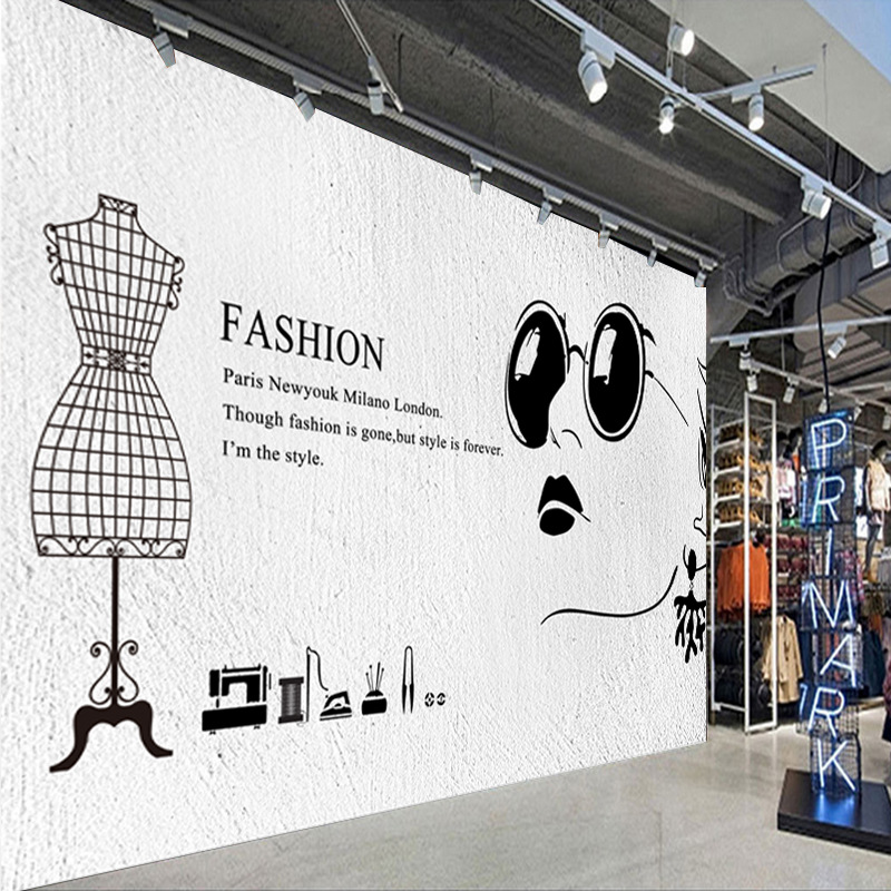 服装店装修壁纸简约墙布商场品牌个性女装店背景墙大型无缝3d壁画
