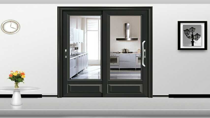 厂家直销 雅誉系列双轨双扇推拉门 黑灰色 现货批发定制