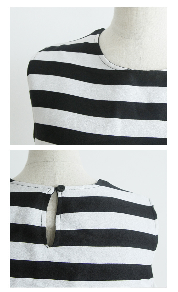 nostalgia日系双层二面穿条纹连衣裙