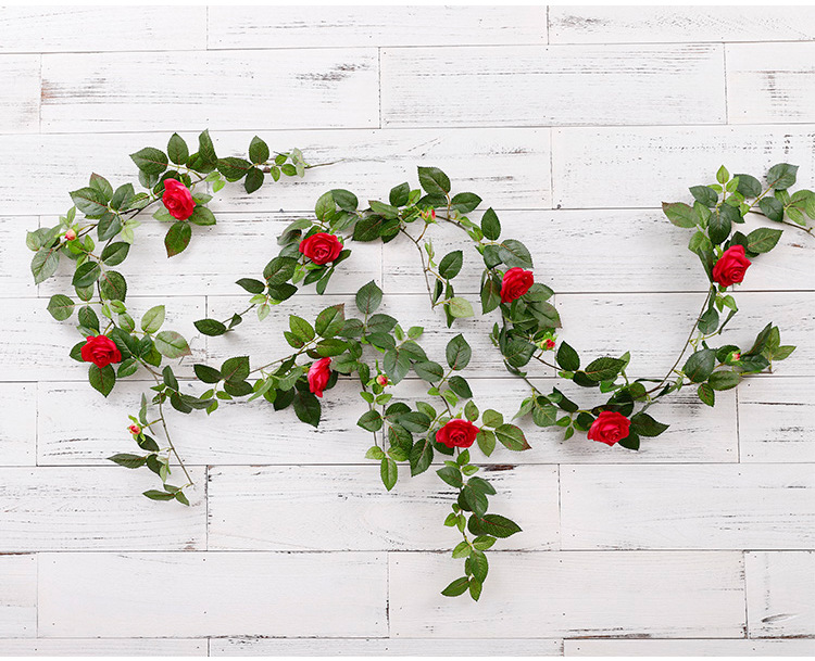 【欧丽菲】仿真玫瑰花藤 婚庆活动装饰玫瑰藤条绒布假玫瑰藤蔓花