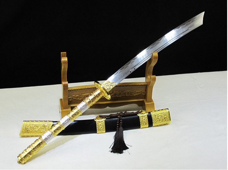 一件代发龙泉刀剑高档花纹钢烧刃康熙战刀宝刀收藏未开刃可定制