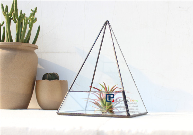 四边三角金字塔几何玻璃花房多肉植物苔藓微景观三角花盆玻璃罩