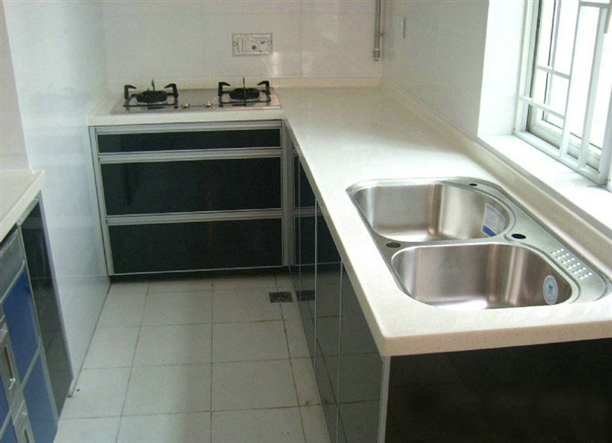 人造石英石厨房台面,墙面一体成型,无缝拼接,来图商ding