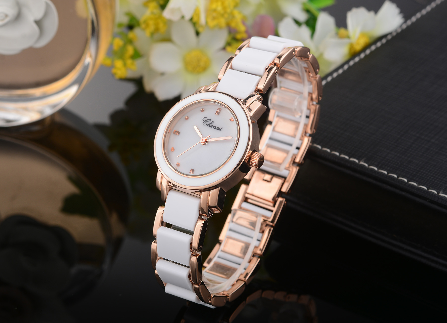 女表批发晨曦品牌手表贝壳面时装腕表陶瓷石英表chenxi watch301a