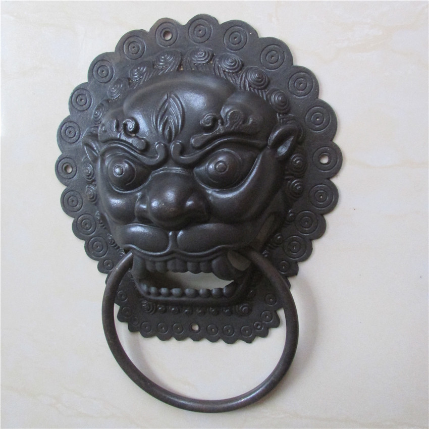 厂家供应20x22仿古大门纯铜门环拉手 狮子头黄铜门配件 兽头拉手