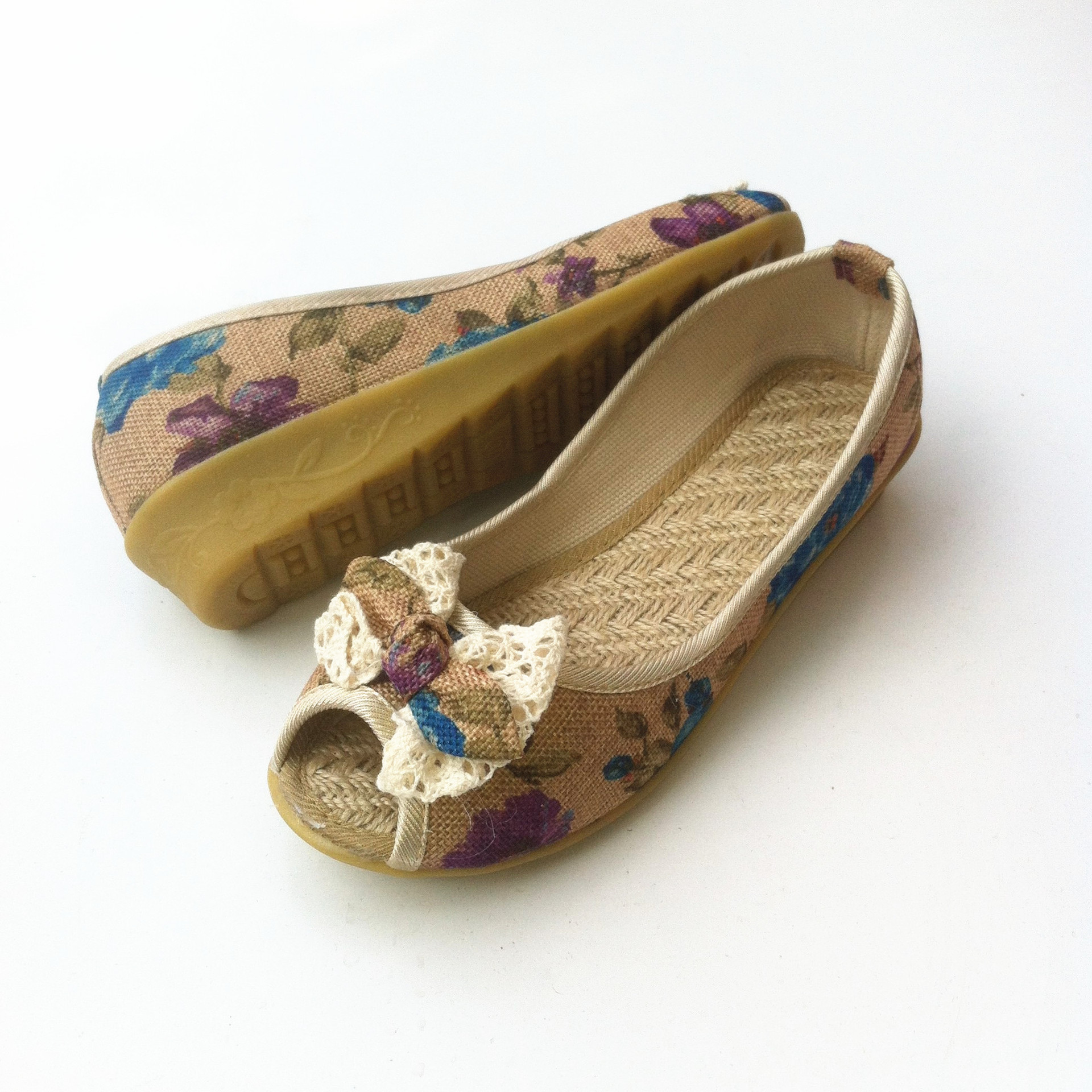 厂家现货棕丝鞋批发加盟透气吸汗麻布鞋新款女单鞋批发