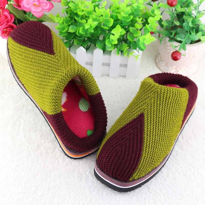 三角形毛线拖鞋三角拖加厚海绵手工毛线鞋鞋冬天毛线棉鞋花型棉拖