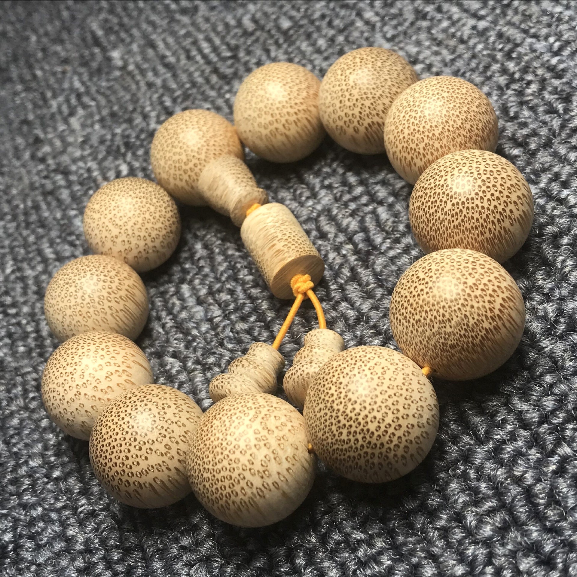 天然龙血金丝竹老楠竹圆珠佛珠手串 龙鳞满鱼籽纹棕竹木质工艺品-阿里