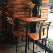 美式复古铁艺实木餐桌椅组合奶茶店小吃店餐厅桌椅咖啡厅休闲桌椅