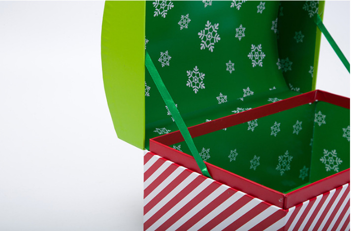 新款礼物盒创意圣诞礼盒圣诞节礼品盒弧形翻盖工艺品纸盒订制