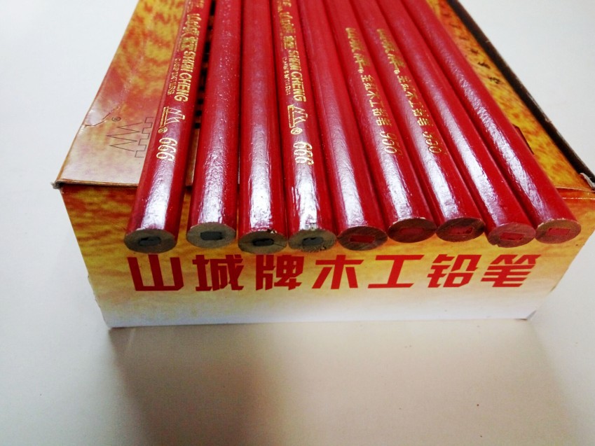 正品山城牌木工铅笔 木工专用铅笔黑色扁芯铅笔椭圆铅笔工程用笔