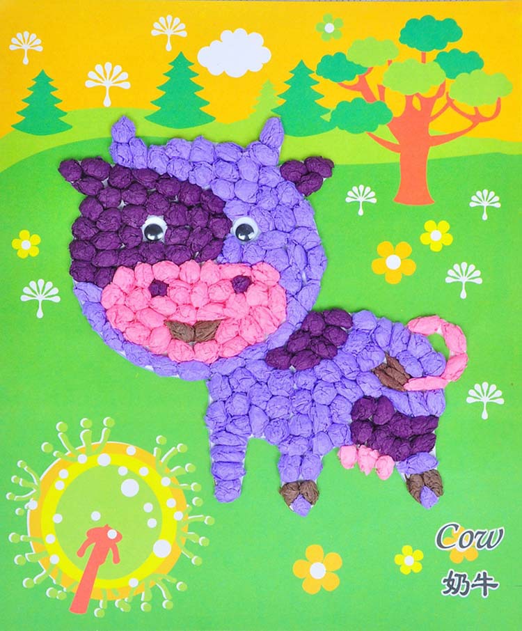 儿童粘贴手工揉纸画幼儿园创意diy制作材料包手搓画宝宝益智玩具