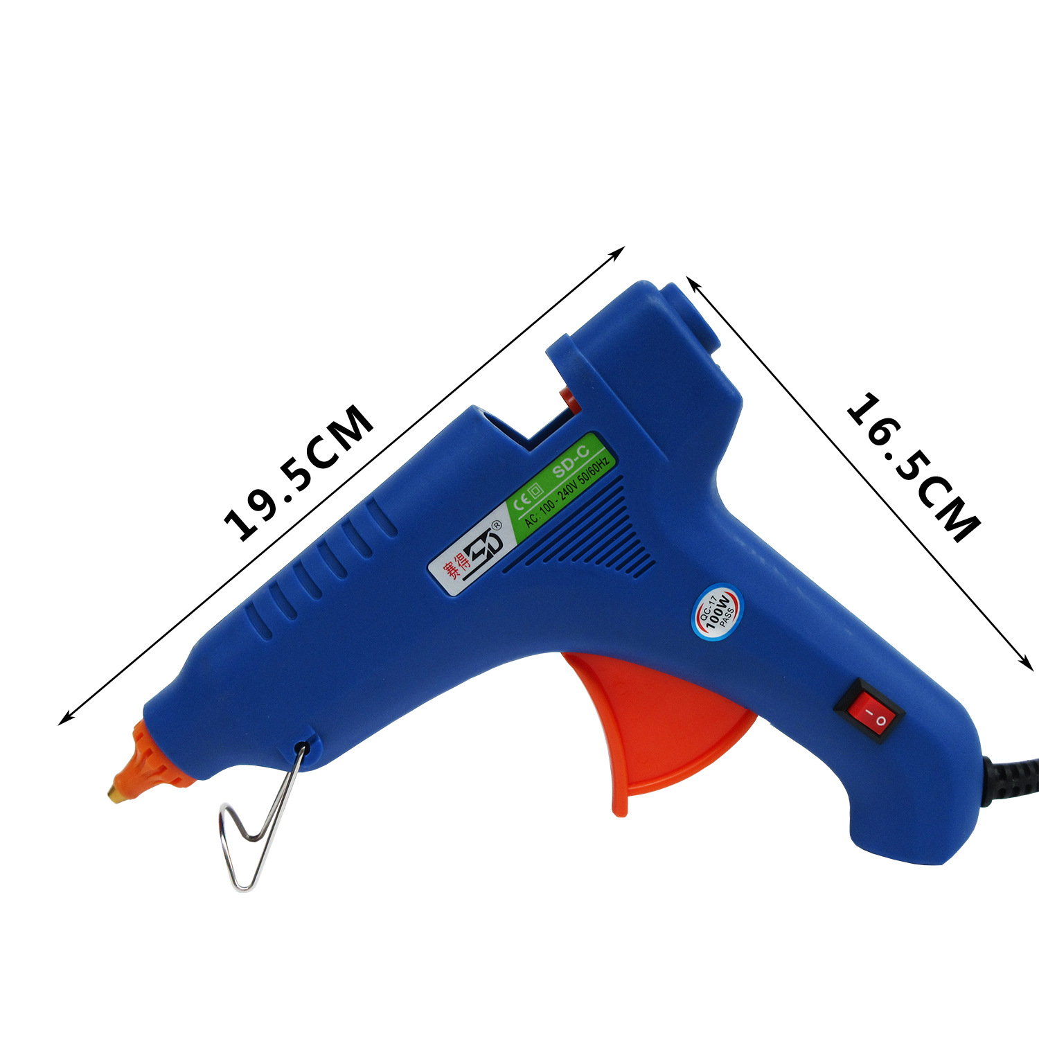 100w防烫热熔胶枪11mm大号热熔胶棒枪 工业级带开关胶枪 大量批发
