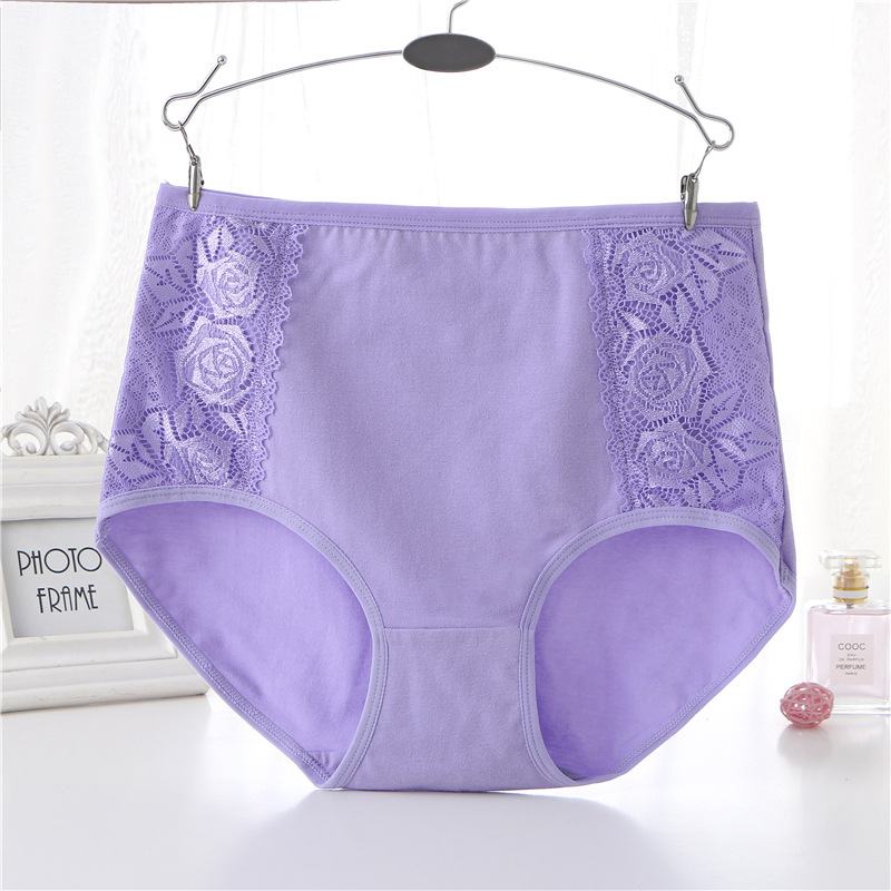 New Pure Cotton High Waist Underwear Women's Large Size plus-Sized Cotton Hip Lifting and Waist-Slimming Mother's Solid Color Large Underpants